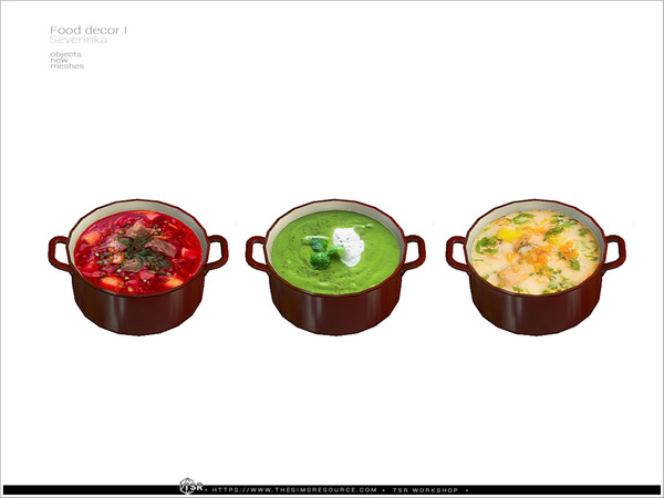 Sims 4 — Food decor - soup pot by Severinka_ — Soup in a pot. Borsch (Slavic cuisine), vegetable spinach soup and salmon