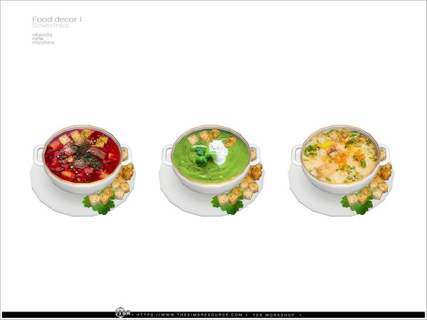 Sims 4 — Food decor - soup bowl by Severinka_ — Soup in a bowl. Borsch (Slavic cuisine), vegetable spinach soup and