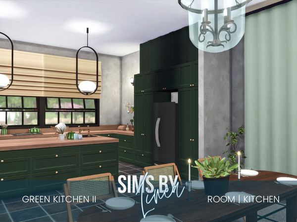 Sims 4 — Green Kitchen II by SIMSBYLINEA — Offering space, style and natural light, this industrial kitchen has it all!