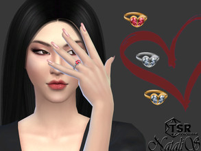 Sims 4 — Crystal heart bezel ring by Natalis — Crystal heart bezel ring. Female teen- elder. 4 colors. HQ mod compatible.