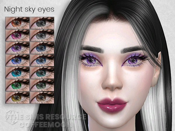 Sims 4 — Night sky eyes by coffeemoon — "Face paint" category 15 colors for female and male: toddler, child,