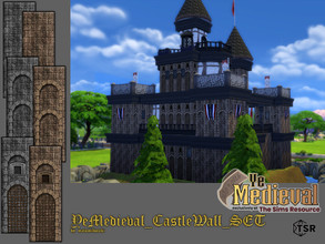 Sims 4 — YeMedieval_CastleWall_SET by matomibotaki — Rough stone wall with implied Arches, Grid or Basic Stone walls,