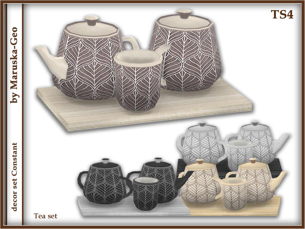 Sims 4 — M-Geo [decor Constant] tea set by Maruska-Geo — tea set - 4 colors