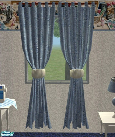 Sims 2 — Issy\'s Sewing Room - Curtain by Riverwillows — A lovely sewing room, in blues and florals, made especially for