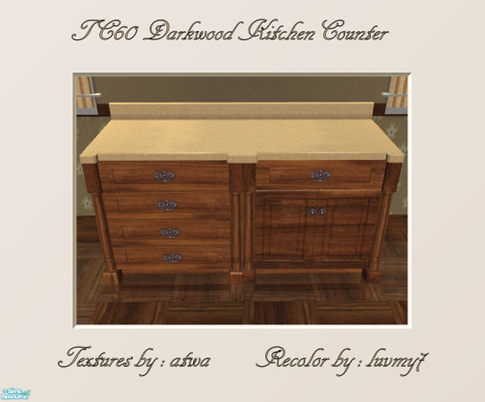 Sims 2 — TC60 Darkwood Kitchen Set - Counter by luvmy7 — A very nice counter. Recolored using atwa\'s wonderful textures