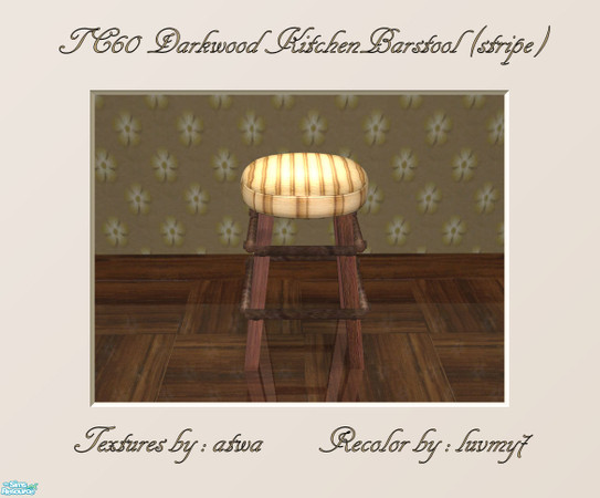 Sims 2 — TC60 Darkwood Kitchen Set - Barstool ( Stripe) by luvmy7 — A very nice barstool. Recolored using atwa\'s