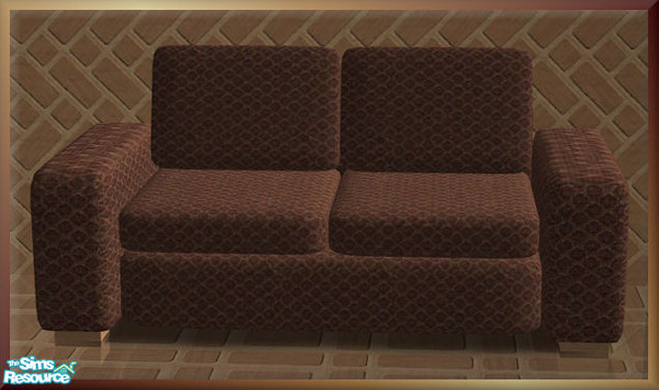 Sims 2 — NK Ankara LR Brown - Loveseat Pattern by MoMama — A loveseat in a brown diamond pattern with brown beech wood