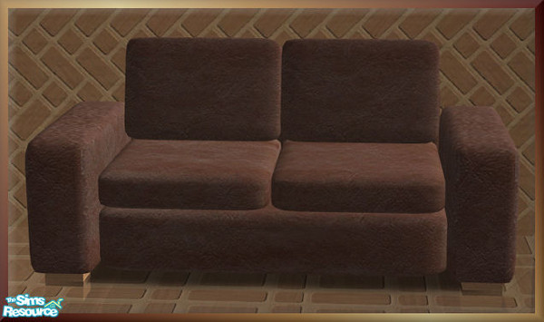 Sims 2 — NK Ankara LR Brown - Loveseat by MoMama — A loveseat of brown leather with brown beech wood legs.
