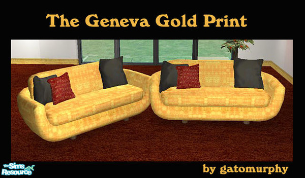 Sims 2 — The Geneva Set - Gold Print by gatomurphy — A lively recolor to brighten your Sim's home or business, based on a