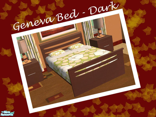 Sims 2 — The Geneva Bed - Dark  by Shakeshaft — Part of a recolour set of my Geneva Bedroom, in a glossy dark wood finish