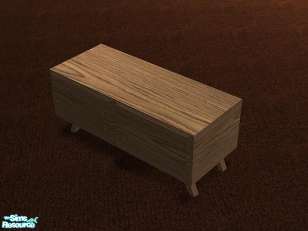 Sims 2 — Jari Living Room - sideboard by alexpilgrim68 — Kitsch seventies bureau in exotic Jari wood.