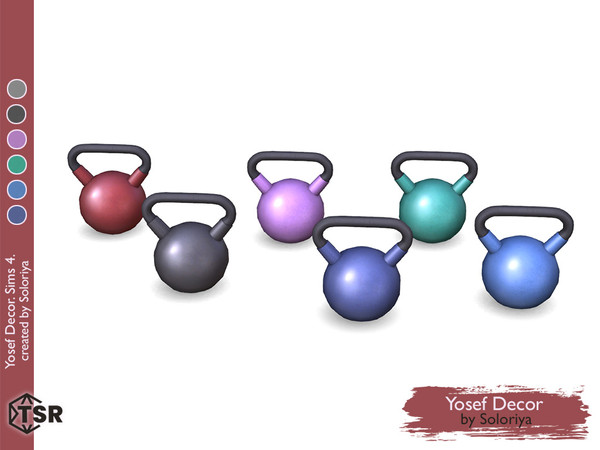 Sims 4 — Yosef Decor. Dumbbell, v2 by soloriya — Decorative dumbbell. Part of Yosef Decor set. 5 color variations.