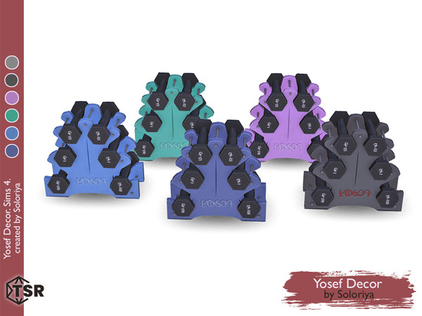 Sims 4 — Yosef Decor. Dumbbells by soloriya — Decorative dumbbells. Part of Yosef Decor set. 5 color variations.