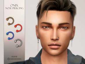 Sims 4 — Onix Nose Piercing (Left) by Suzue — -New Mesh (Suzue) -8 Swatches -For Female and Male -HQ Compatible