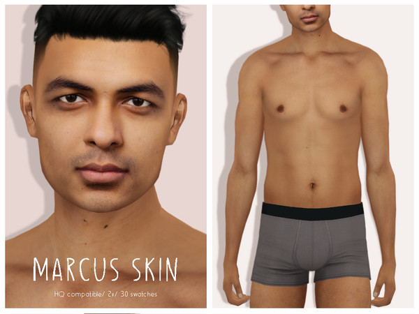 Sims 4 — [Patreon] Marcus Skin by thisisthem —  HQ Compatible ; 2v (with/without eyebrows) ; 30 swatches , Skin Details