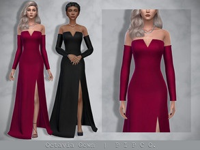 Sims 4 — Octavia Gown. by Pipco — An elegant gown in 22 colors. Base Game Compatible New Mesh All Lods HQ Compatible