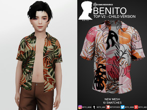 Sims 4 — Benito (Top V2 - Child Version) by Beto_ae0 — Open summer shirt, Enjoy it - 10 colors - New Mesh - All Lods -