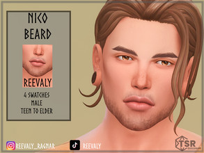 Sims 4 — Nico Beard by Reevaly — 3 Swatches. Teen to Elder. Male. Base Game compatible.