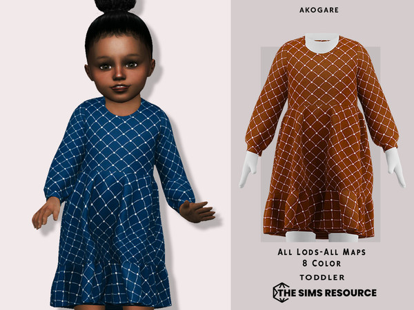 Sims 4 — T-Harper Dress by _Akogare_ — Akogare T-Harper Dress -8 Colors - New Mesh (All LODs) - All Texture Maps - HQ