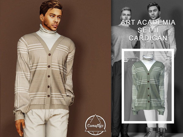 Sims 4 — [PATREON] Art Academia Set II - Cardigan *Early Access* by Camuflaje — * New mesh * Compatible with the base