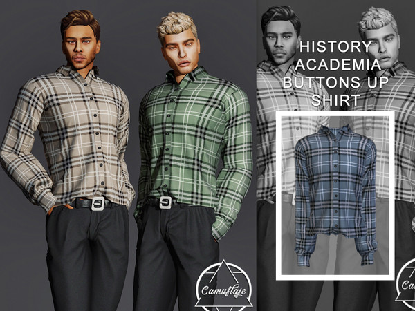 Sims 4 — [PATREON] History Academia - Buttons Up Shirt *Early Access* by Camuflaje — * New mesh * Compatible with the