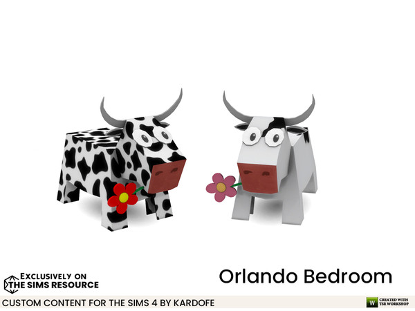 Sims 4 — Orlando Bedroom Cow by kardofe — Decorative cow, you can put objects on them, so they can be used as a side