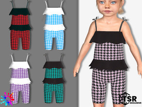 Sims 4 — Toddler Houndstooth Swimwear - Needs Island Living by Pelineldis — Cute ruffled swimsuits with houndstooth