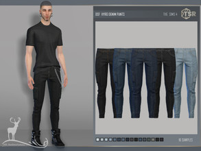 Sims 4 — HYRO DENIM PANTS by DanSimsFantasy — Tight-fitting denim trousers with side pockets on the thighs. Samples: 16