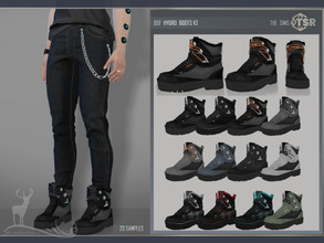 Sims 4 — HYDRO BOOTS V2 by DanSimsFantasy — Cyberpunk boots with a medium neck, fitted with a three-dismount braid.