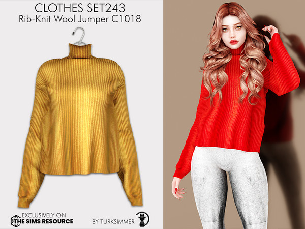 Sims 4 — Clothes SET243 - Rib-Knit Wool Jumper C1018 by Daph's — 8 Swatches Compatible with HQ mod Works with all of