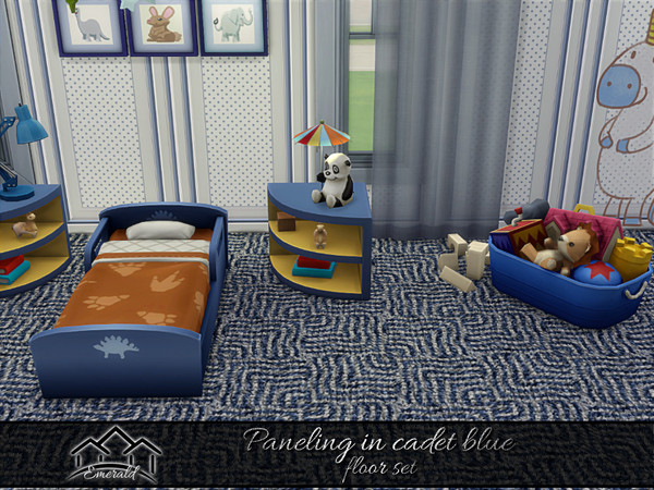 Sims 4 — PanelingCadetBlueFloors_1 by Emerald — Add interesting and elegance to your rooms.
