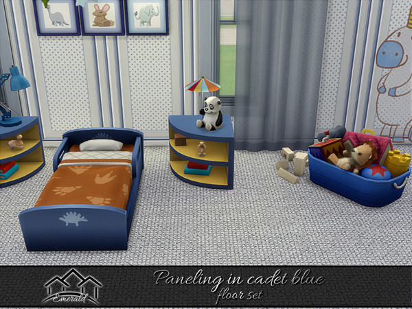 Sims 4 — PanelingCadetBlueFloors_3 by Emerald — Add interesting and elegance to your rooms.
