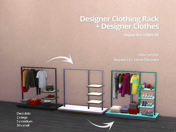 Sims 4 — Designer Clothing Rack & Designer Clothes by kliekie — Fancy clothing rack to hang your designer clothes.