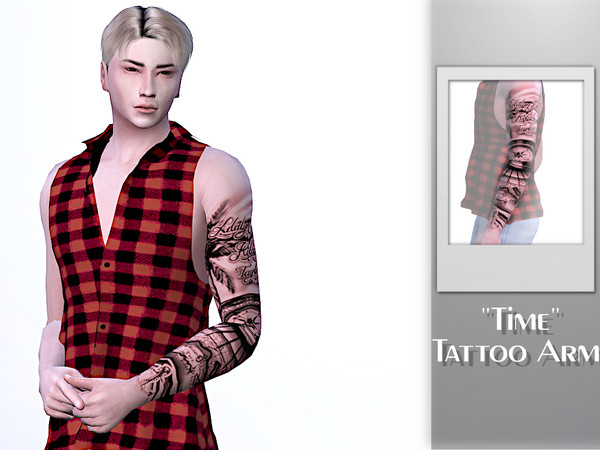 Sims 4 — "Time" Tattoo arm by KyoukoAya — Tattoo arm sleeve 2 swatches by KyoukoAya
