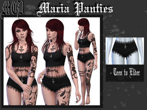 Sims 4 — Maria Panties by MaruChanBe2 — Black panties with lace and small invereted cross <3