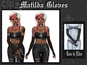 Sims 4 — Matilda Gloves by MaruChanBe2 — Long fishnet gloves with black mesh <3