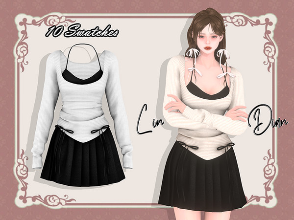 Sims 4 — Ballet Casual Women's Clothing by LIN_DIAN — - New Mesh. - ALL Lods. - 10 Swatches. - Normal MAP.