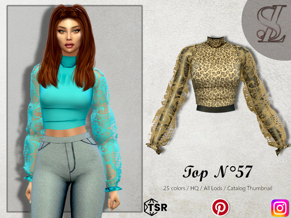 Sims 4 — Top 57 by Mona — -New mesh- -25 swatches- -Teen to elder- -All Maps- -All Lods- -HQ- -Catalog Thumbnail-