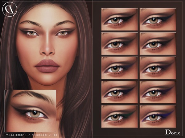 Sims 4 — Eyeliner #CC13 by Docie — - Custom thumbnail - 10 color options - HQ texture - Compatible with HQ Mod