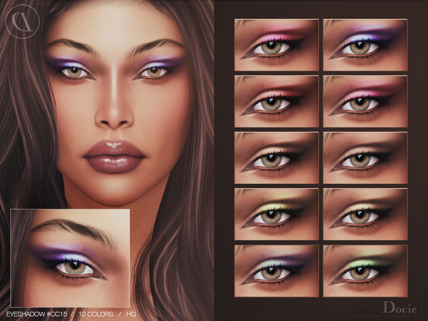Sims 4 — Eyeshadow #CC15 by Docie — - Custom thumbnail - 10 color options - HQ texture - Compatible with HQ Mod