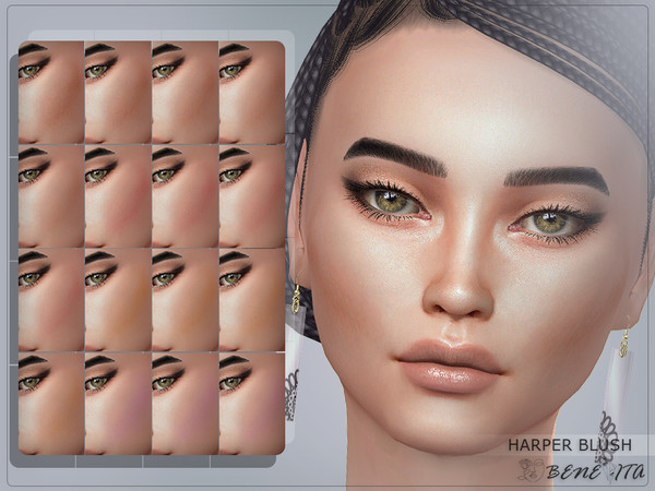 Sims 4 — Harper Blush [HQ] by Benevita — Harper Blush Makeup Category HQ Mod Compatible 16 Swatches For Female (Teen to
