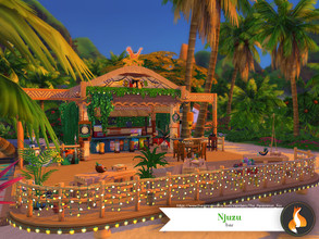 Sims 4 — Njuzu Bar (NO CC) by The_Persimmon_Fox — Njuzu Bar in Sulani built in traditional style