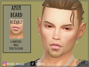 Sims 4 — Amin Beard by Reevaly — 4 Swatches. Teen to Elder. Male. Base Game compatible.