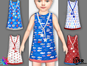 Sims 4 — Toddler Nautical Dress by Pelineldis — Cute short dresses with nautical print.