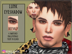 Sims 4 — Lunk Eyeshadow by Reevaly — 4 Swatches. Teen to Elder. Male and Female. Base Game compatible. Please do not