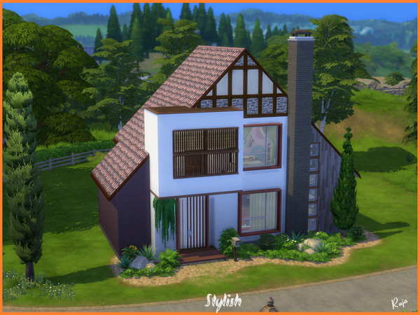Sims 4 — Stylish by ruja2 — Stylish, two-story home with two bedrooms and two baths. Open concept downstairs with living