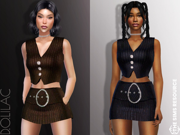 Sims 4 — Pinstripe Vest [ SET] DO803 by DOLilac — Custom thumbnail New Mesh 3 Colors Adult-Elder-Teen-Young Adult For