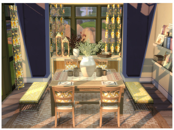 Sims 4 — Yellow Dining by lotsbymanal — A small cozy diningroom..