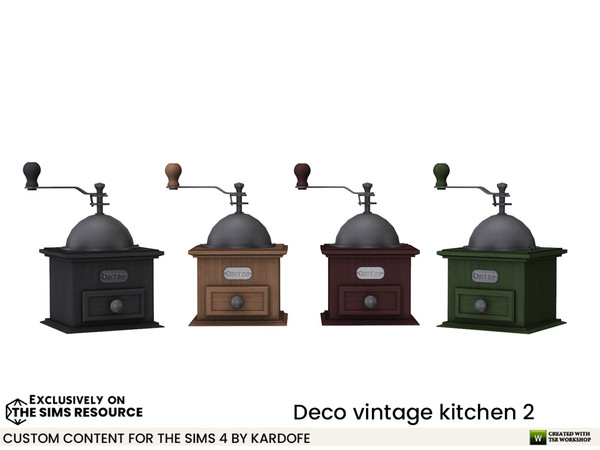 Sims 4 — Deco vintage kitchen Coffee grinder by kardofe — Antique coffee grinder, decorative, in four colour options