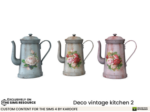 Sims 4 — Deco vintage kitchen Coffee pitcher by kardofe — Vintage metal coffee pot, decorative, in three colour choices